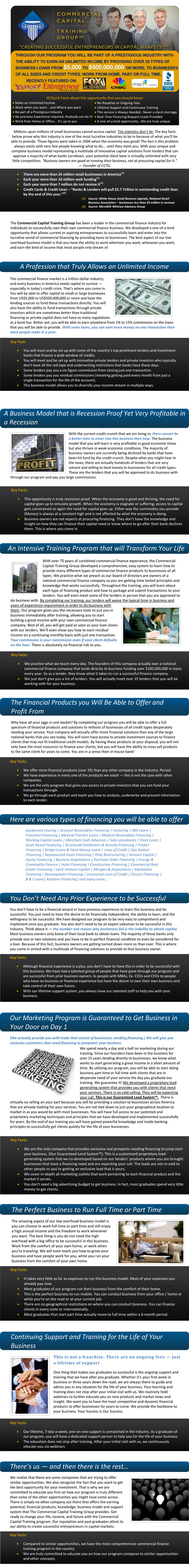 Commercial Capital Training Group Business Opportunity