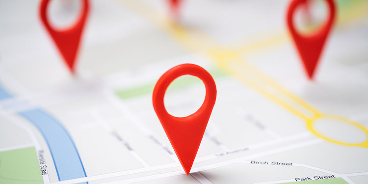 Location icon pointing on a map.