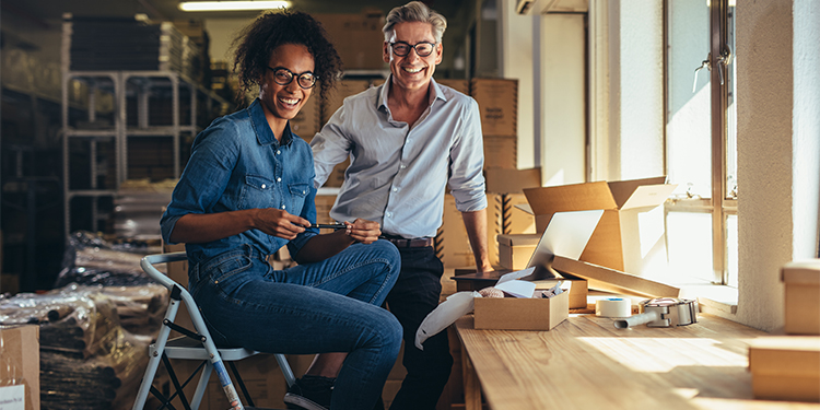 Small business employee and employer. 