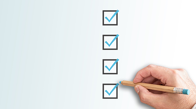 Checklist on blue background.