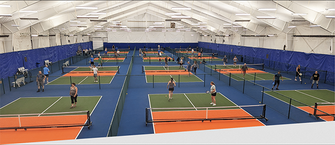 Indoor pickleball courts.