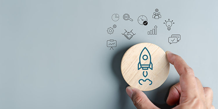 Strategic buyer depicted with business growth icons.