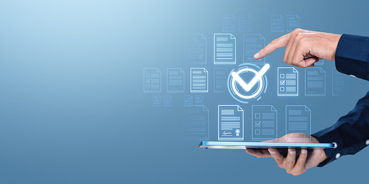 Valuation professional reviewing digital documents.