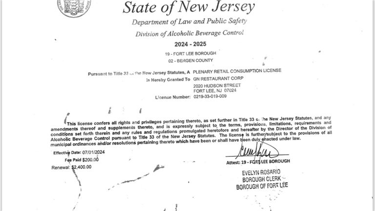 Liquor License in Fort Lee