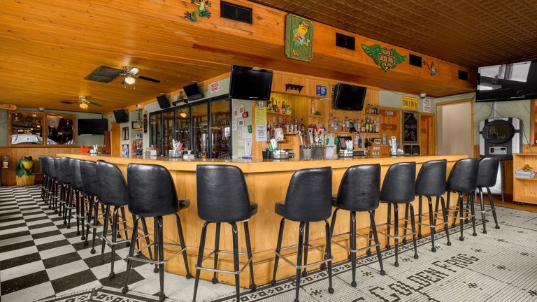 original bar floor and tin ceiling 