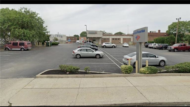 Bank, Adult care and building with large parking lot