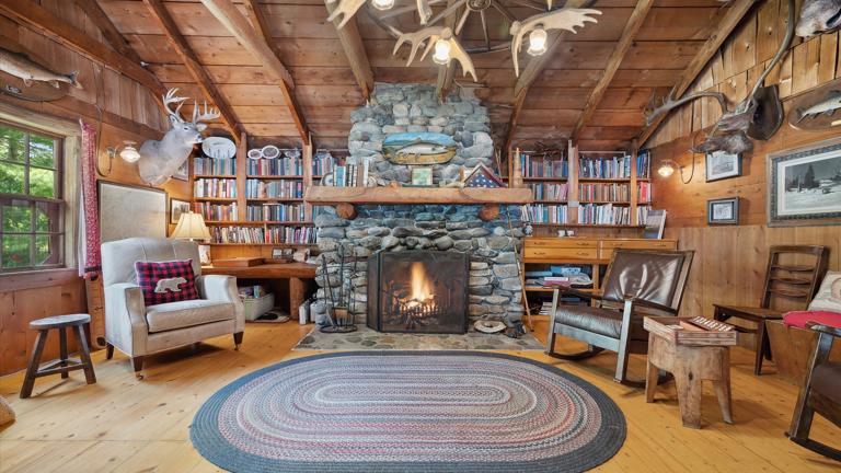 Beautiful wood burning fireplace...