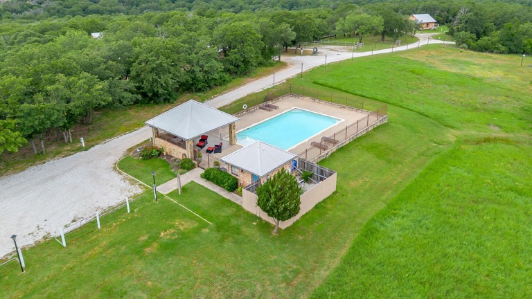 Aerial view of pool.