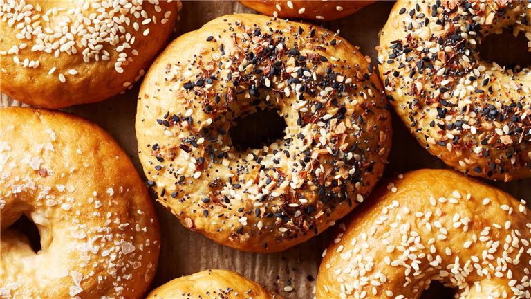 Busy bagel business located in a very busy shopping center