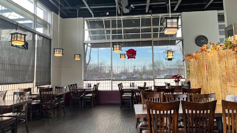 Photo of inside seating, very large parking lot, high foot traffic daily