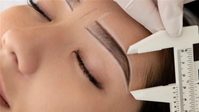 Beautician Working Client Eyebrows