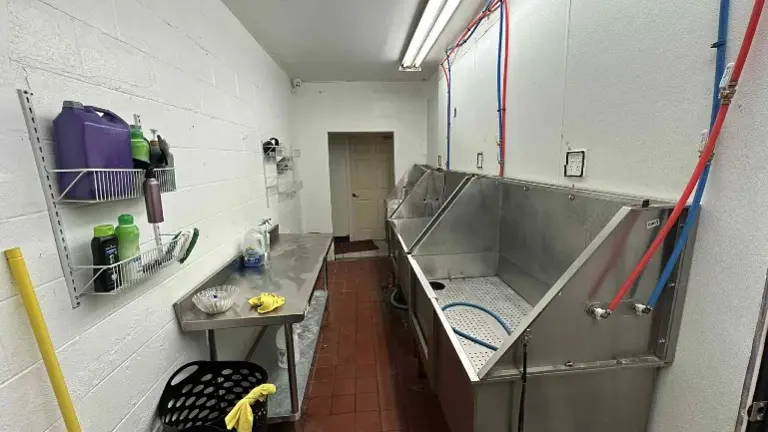 3 large stainless steel tubs