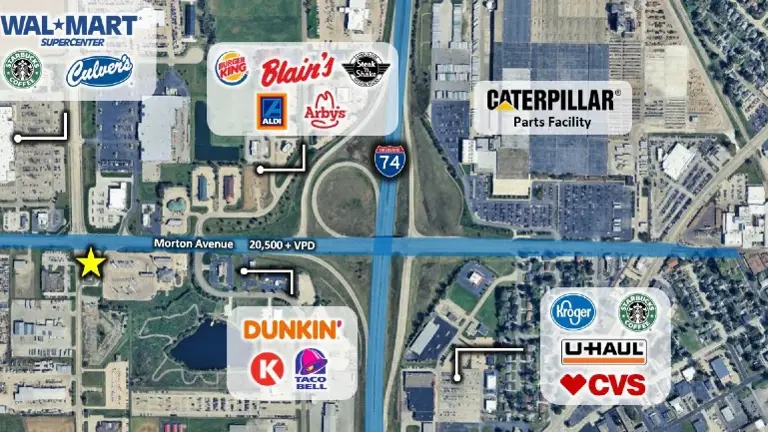 Minutes from I-74, enhancing commuter and regional exposure
