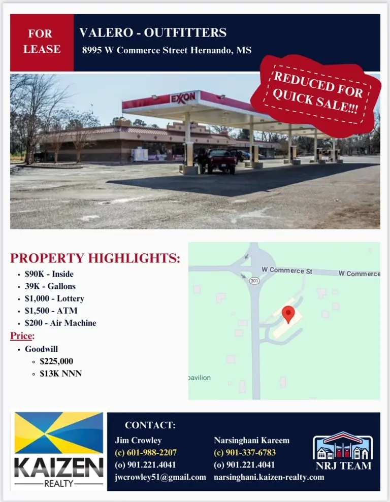 Valero Brand Gas station for Lease