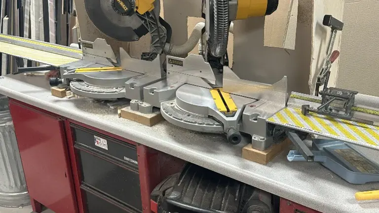 Two mitre saws and fence