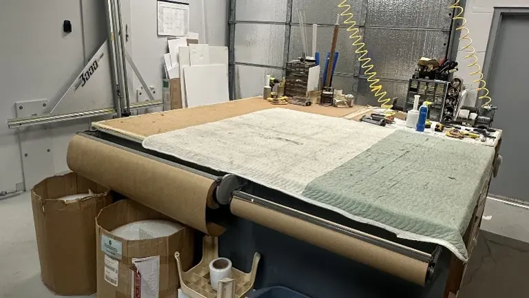 Large work table & supplies