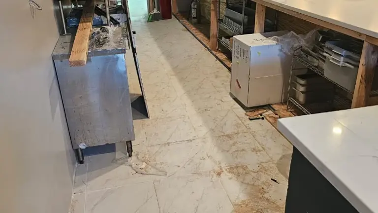 Angle from behind bar toward entrance