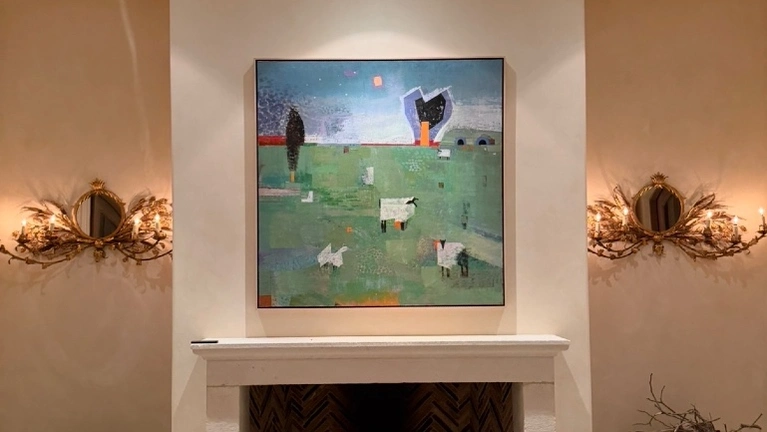 White-glove fine art installation in high-end residential environment