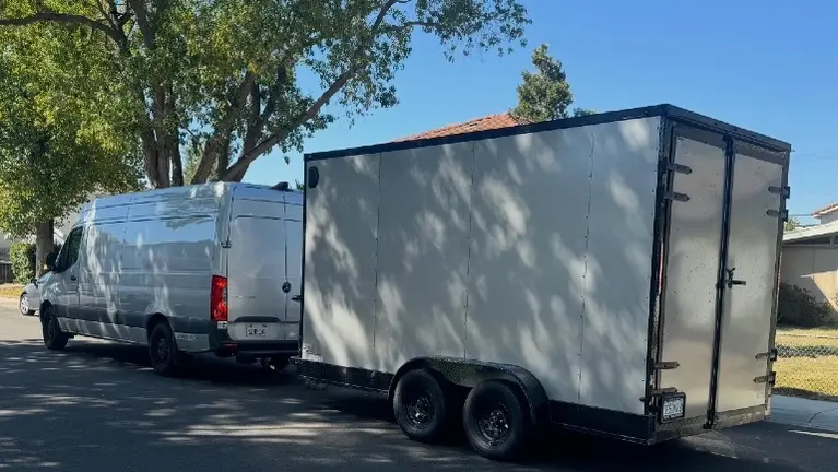 Primary service vehicle with matching cargo trailer — scalable capacity for multi-stop and oversized deliveries