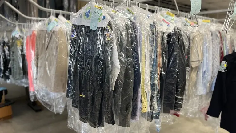 Busy Street and Supermarket center Dry Cleaners