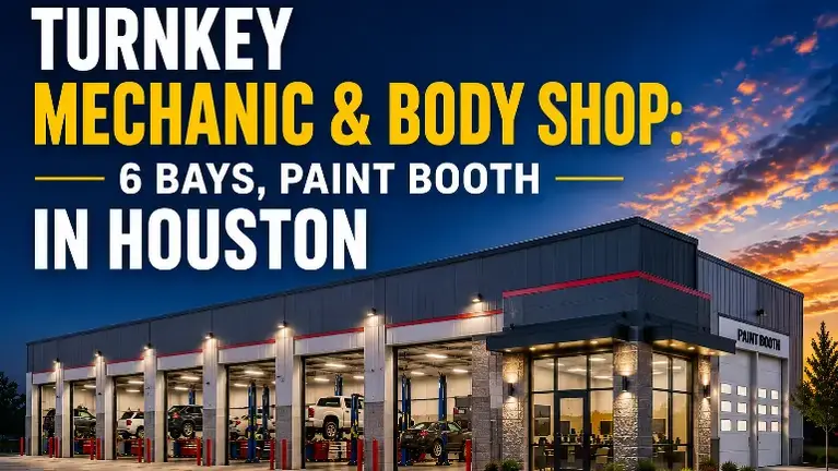 Turnkey Mechanic & Body Shop: 6 Bays, Paint Booth, $199K