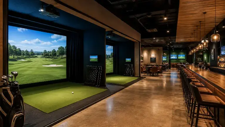 Semi-Absentee Golf Simulator & Bar | Full Swing Technology
